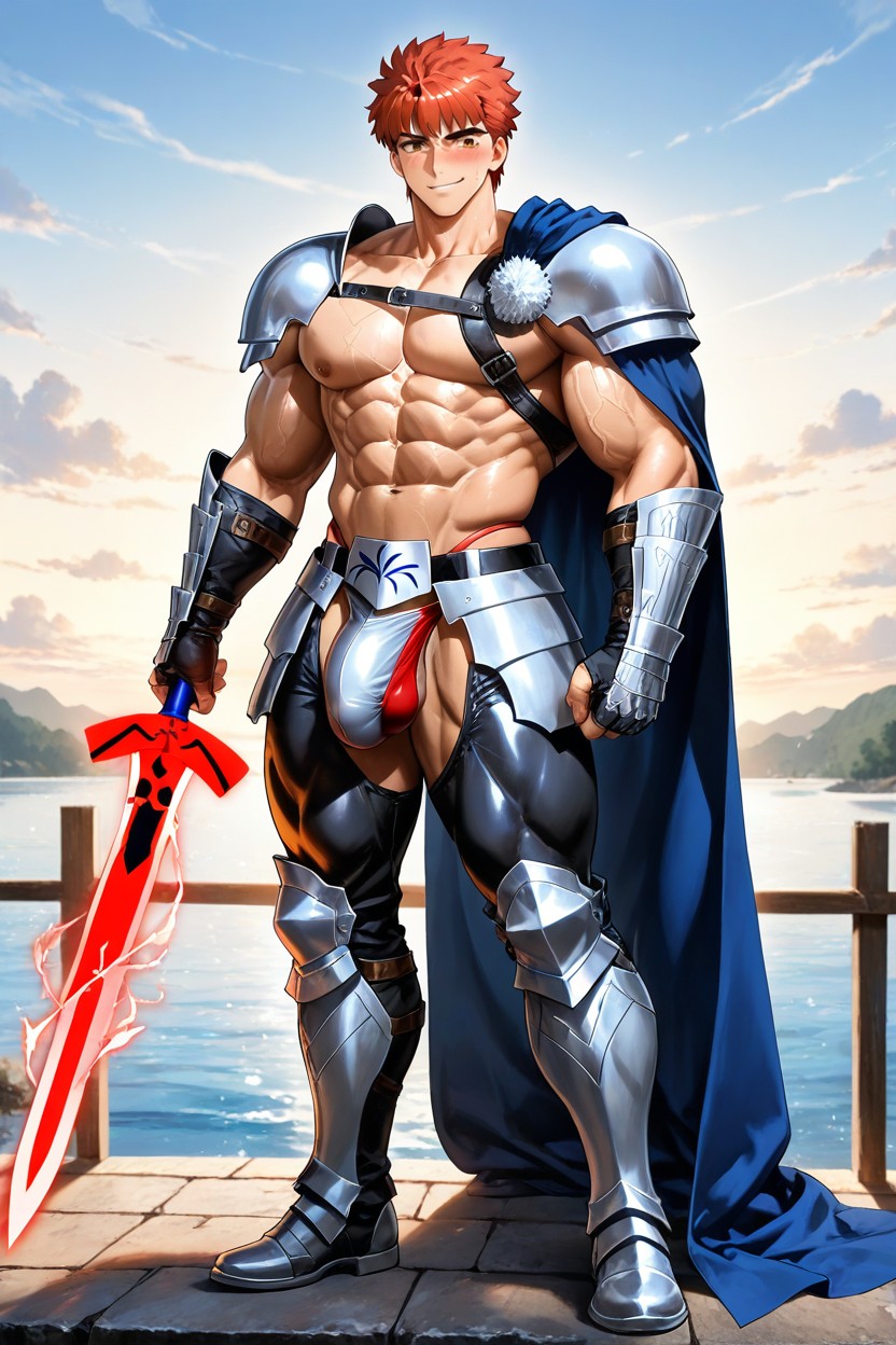 Dynamic Pose, Indigo Flowing Cloak, Veins AI Gay Porn