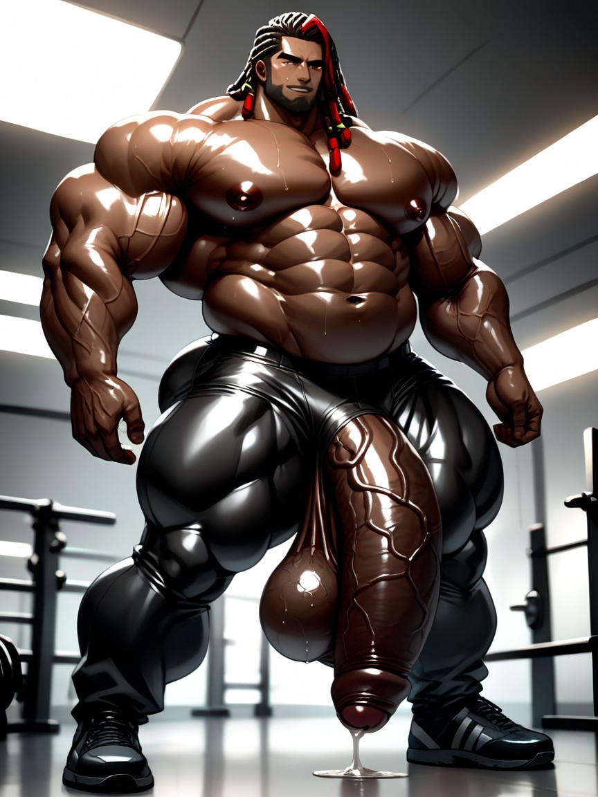 Dread Locks, Massively Long Gigantic Heavy Flaccid Hyper Cock, Huge Puffy Erect Nipples AI Gay Porn