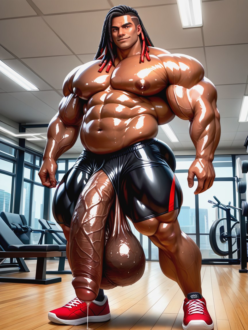 Extremely Wide Hips, Standing, Hyper Morbidly Obese AI Gay Porn
