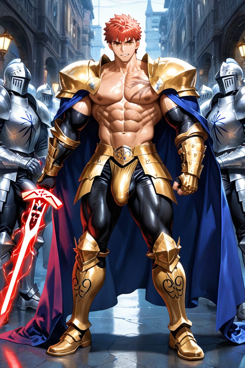 Many People Around, 25+, Wearing An Ornate Metal Bikini Armor AI Gay Porn