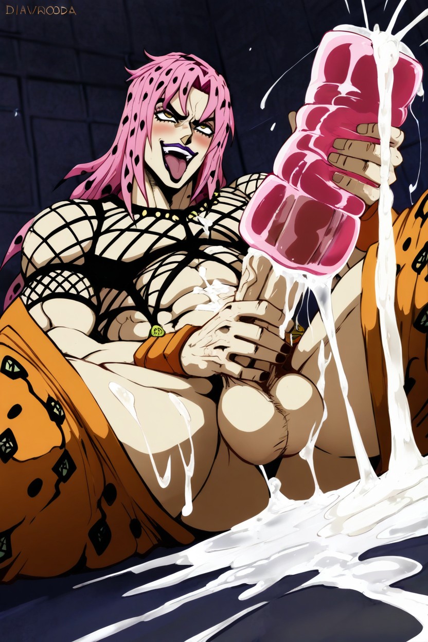 Glistening Skin, Diavolo From Jojo's Bizzarre Adventure, Cum On Stomach AI Gay Porn