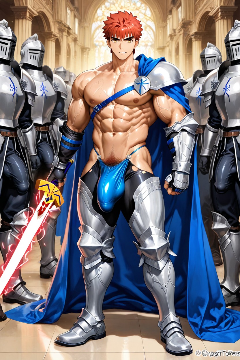 Athletic Tanned Skin, Wearing An Ornate Metal Bikini Armor, Leather Gauntlets AI Gay Porn