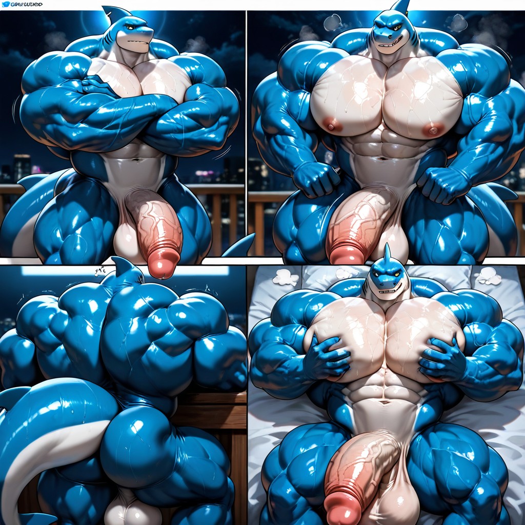 Dark Blue And White Scales, Penises, Motion Lines AI Gay Porn