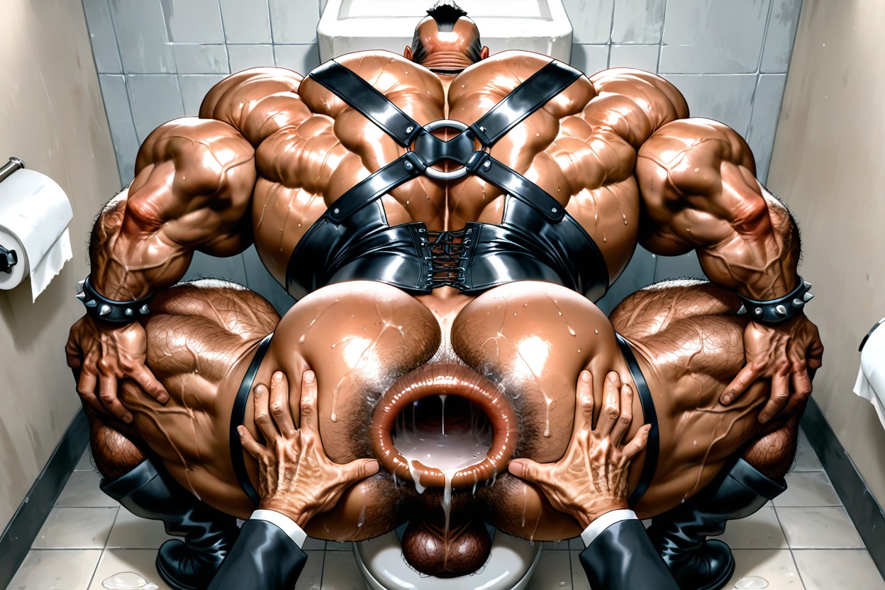 Lube Inside Anus, Square Jaw, Detailed Muscles AI Gay Porn
