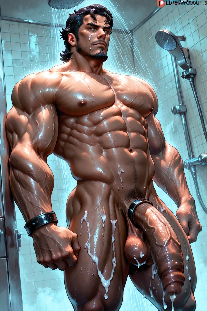 Pubic Hair, Wolfcut, Thick Girth Defined Veiny Pale Flaccid Uncut Cock AI Gay Porn