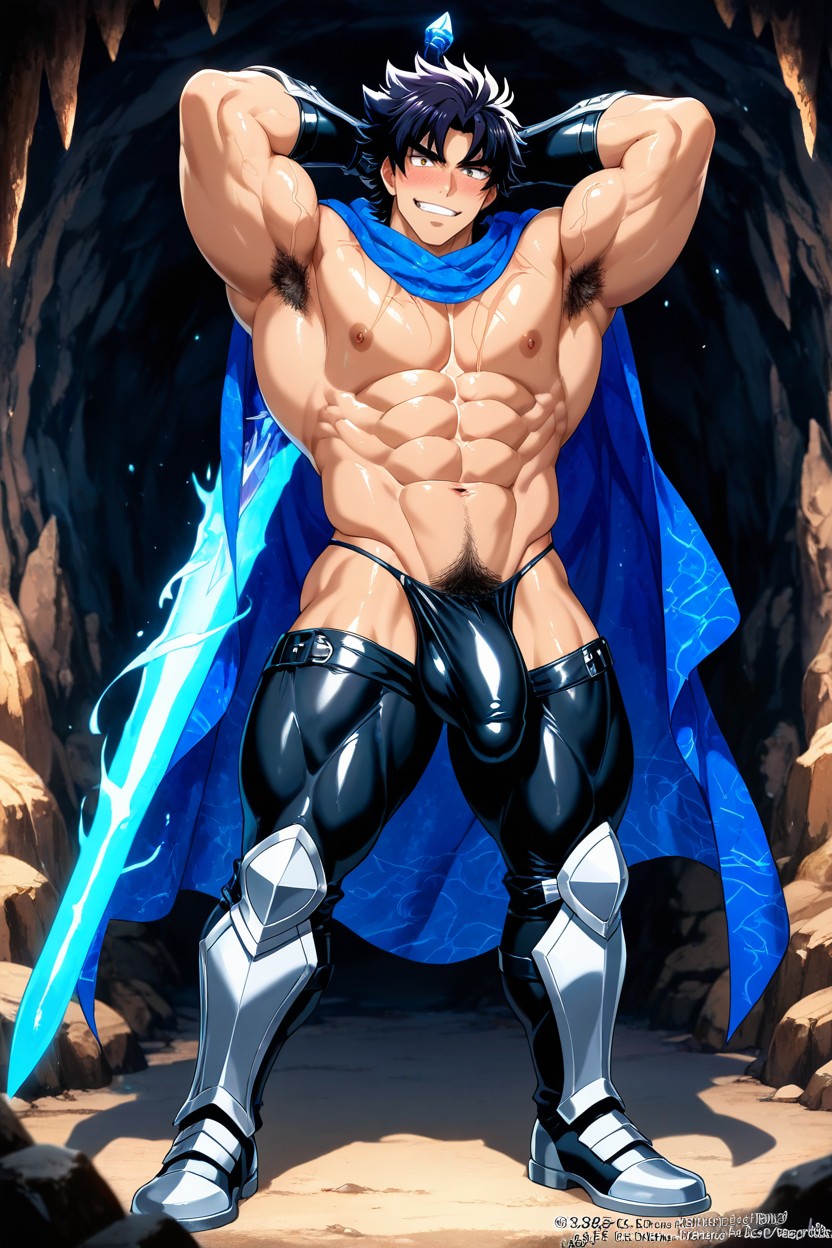 Ultra-detailed, Armpit Hair, Holding A Glowing Magical Sword AI Gay Porn