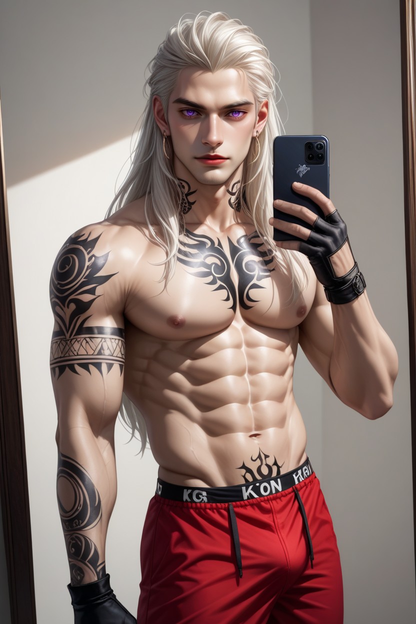 Smooth Skin, Muscular Chest, Well-defined Abdominal Muscles AI Gay Porn