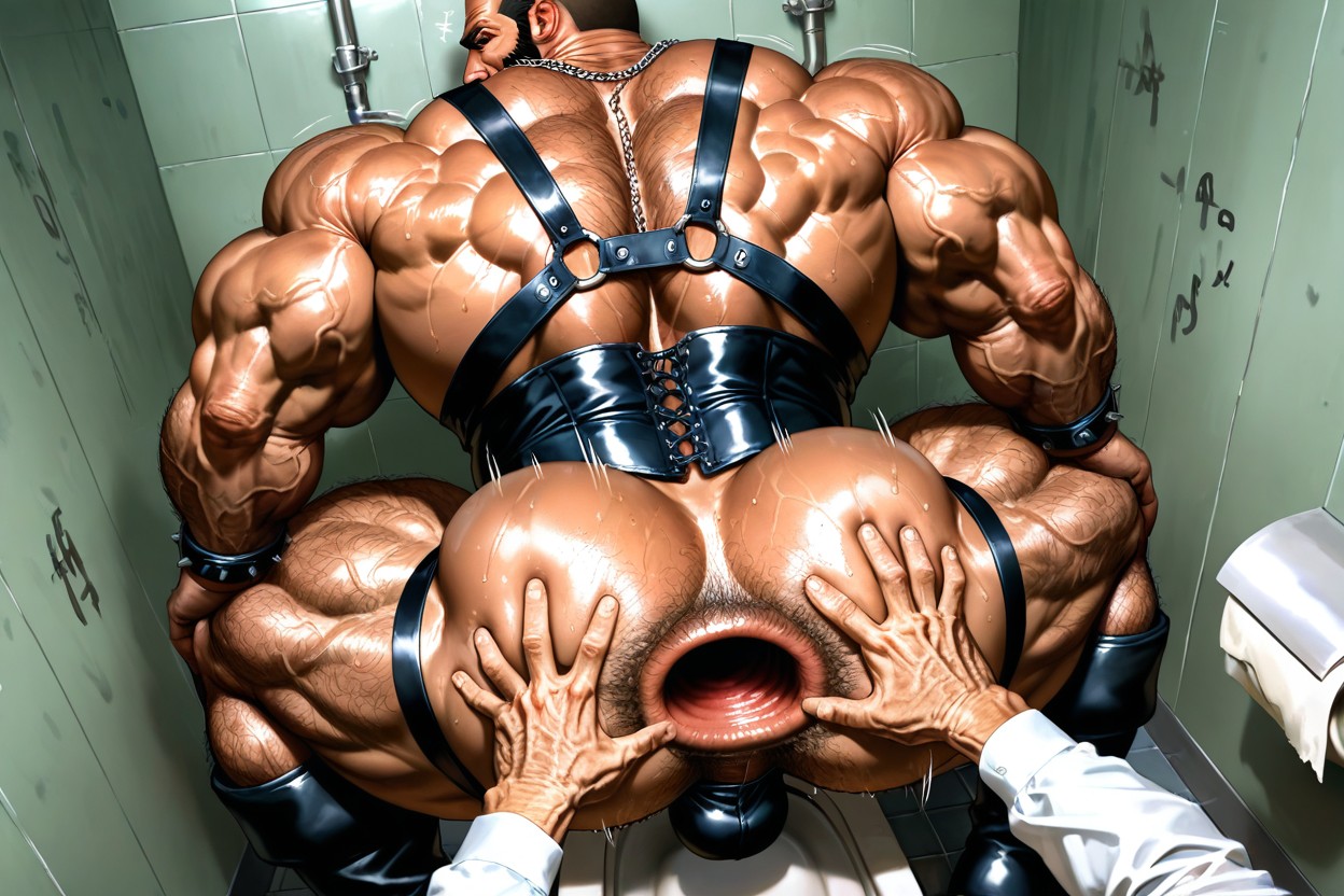 Hyper Muscular Body, Harness, Muscular Ass Porno IA Gay