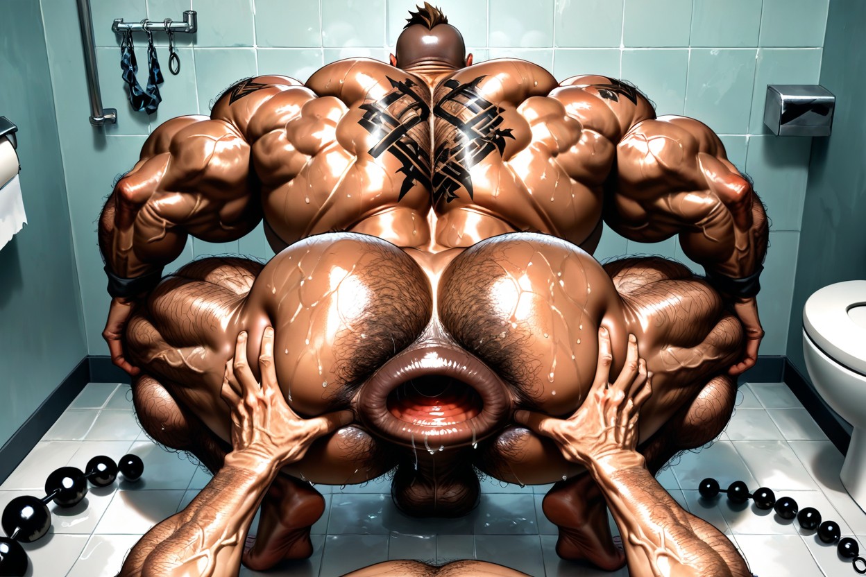 Huge Black Beard, Huge Hairy Anus, Hyper Muscular Body Pornografia gay com IA