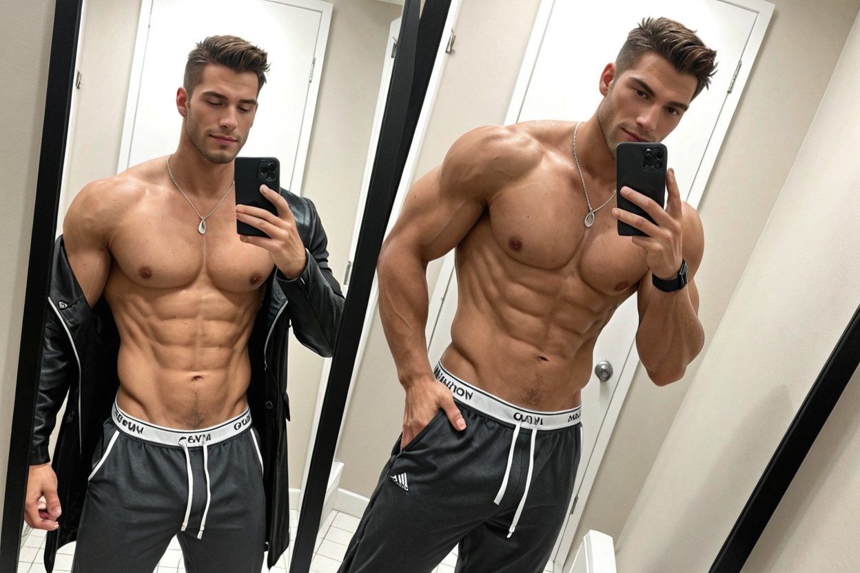 And An Exceptionally Defined Physique The Moody Lighting And Confident Pose Create A Cinematic, Highly Athletic Appearance With A, Intense Expression Face He Has A Sharp Porno IA Gay