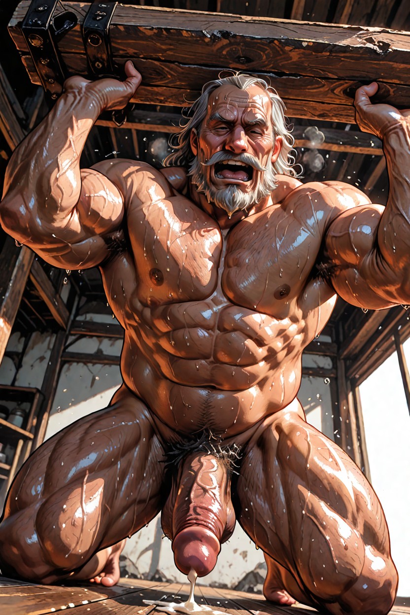 Perfect Hyper Muscular Body, Dripping Sweat, Muscle Porno IA Gay