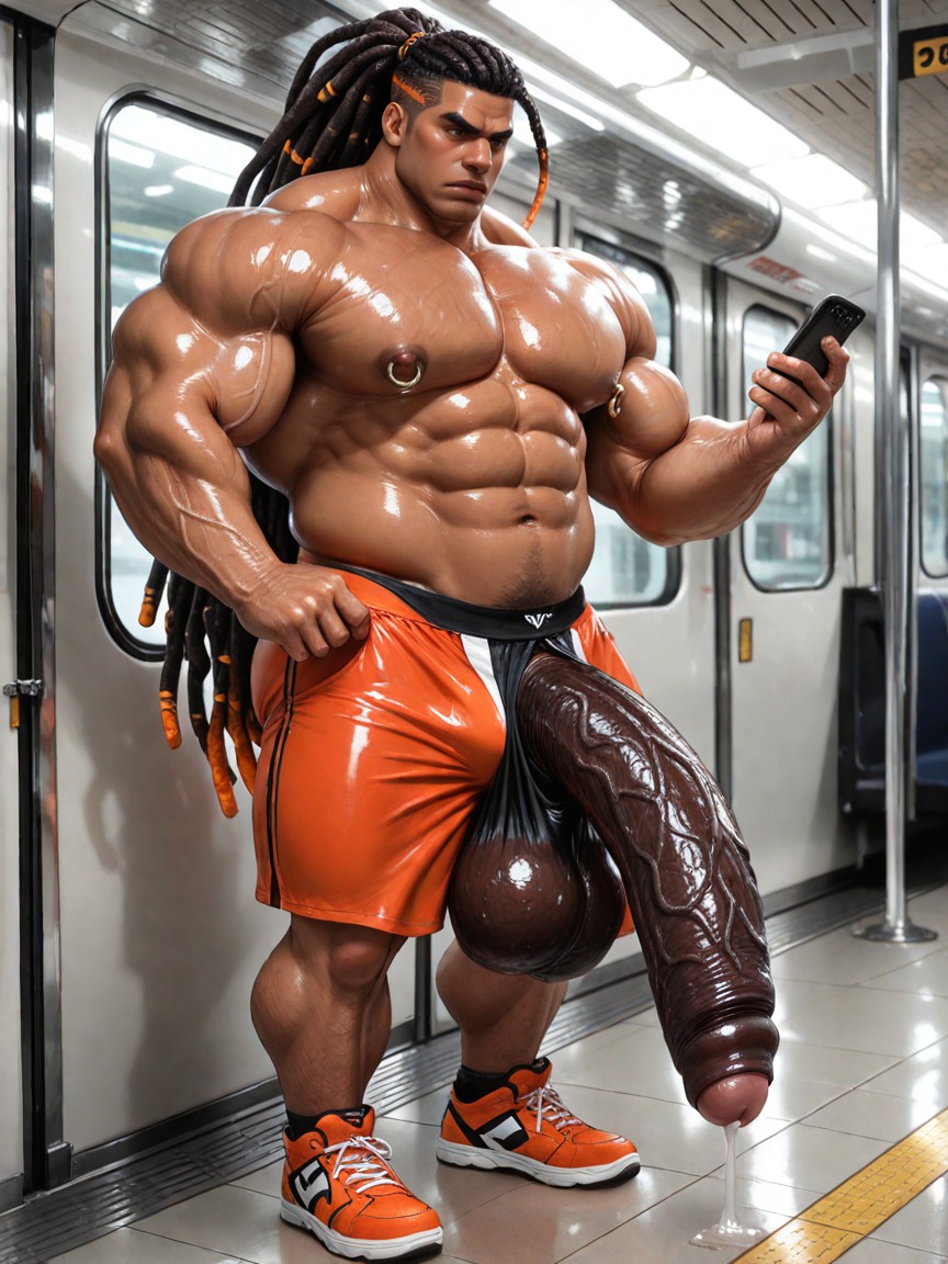 筋肉質, Shiny Skin, Shaved Face ゲイAIポルノ