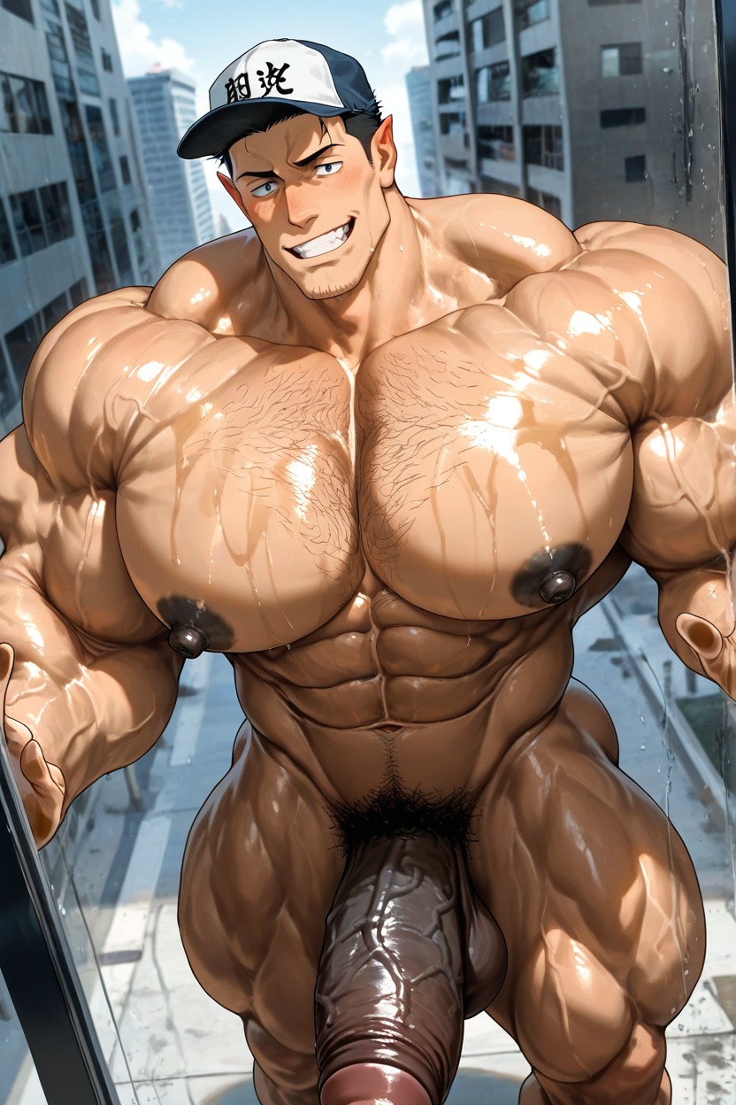 Foreskin, Tall Muscular Physique, Powerful Thick Thighs Pornografia gay com IA
