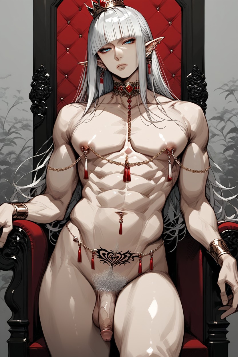 Excessive Body Jewelry, 退屈している, 筋肉質 ゲイAIポルノ