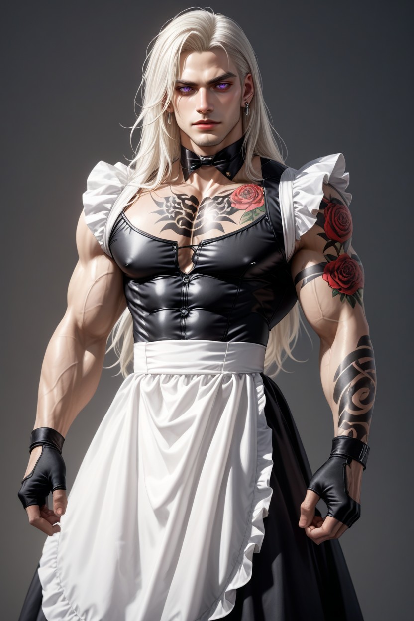 Smoky Eyes, Platinum Blonde Hair, Muscular Porno IA Gay