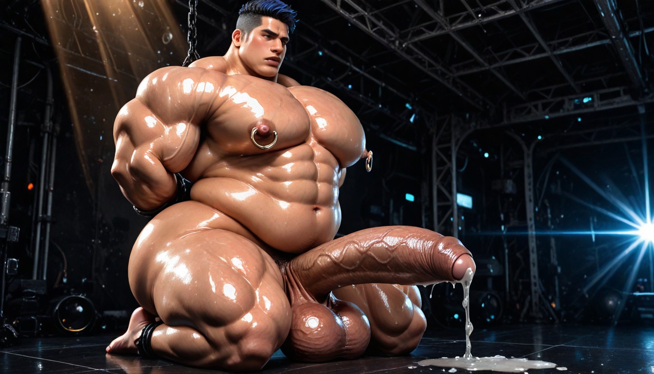 Thick Thighs, Absurdly Long Oversized Hyper Penis, Vue De Côté Porno IA Gay