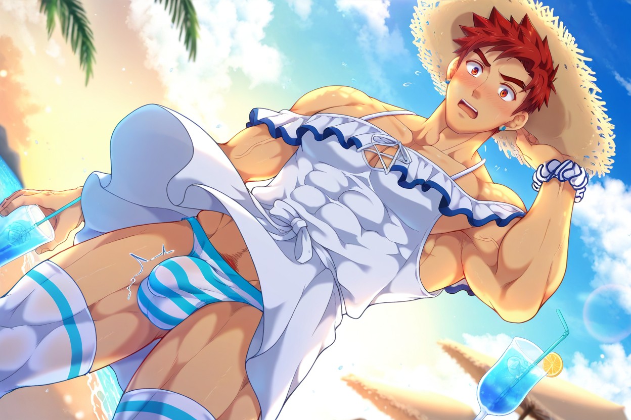 Other Arm Holding Icepop, Solo, Mikkoukun Art Style Porno IA Gay