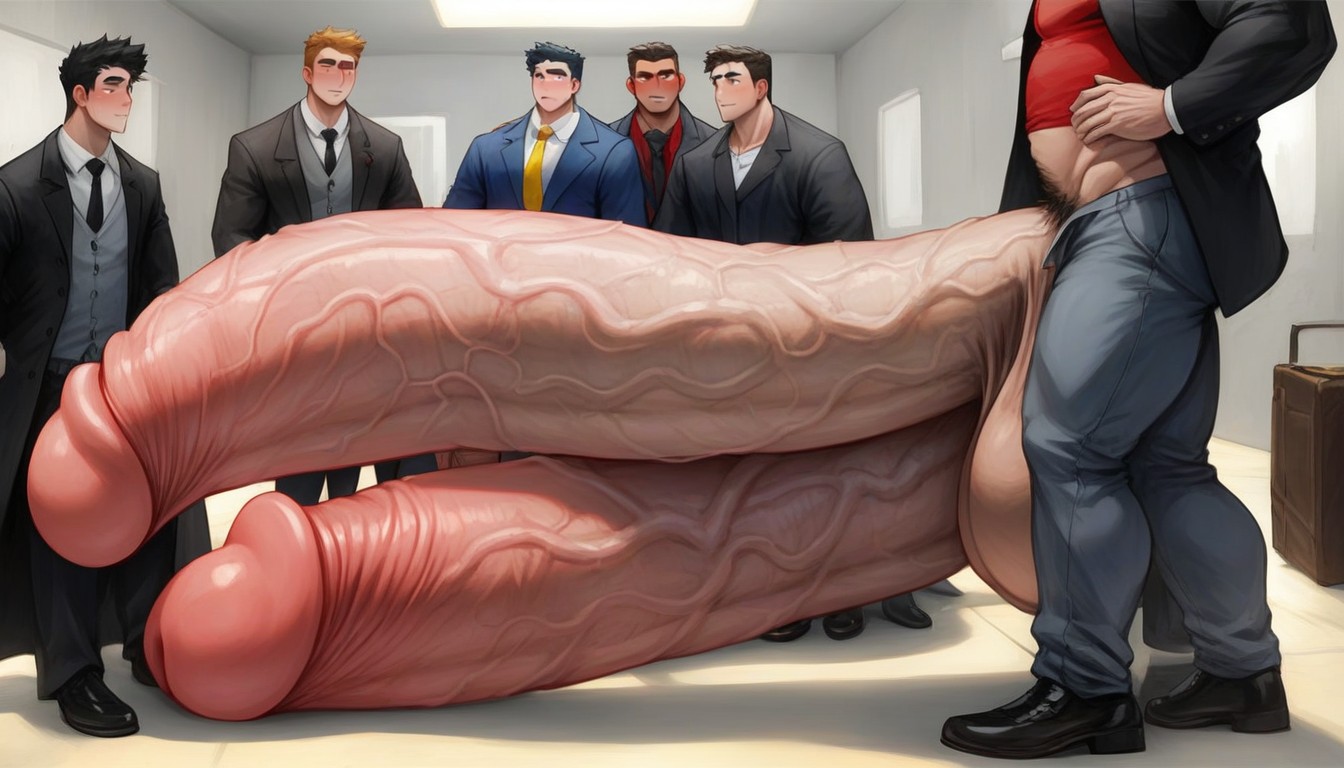 Very Muscular, Testicles Are Just Too Gigantic, Titanic Enormous Ultra Realistic Flaccid Hyper Cock Hanging Down To The Ground Porno IA Gay
