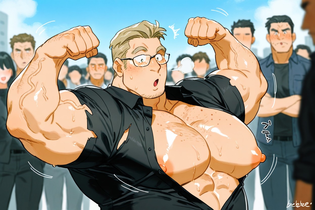 Shiny Skin, Pecs Bigger Than Head, Sweat Porno IA Gay