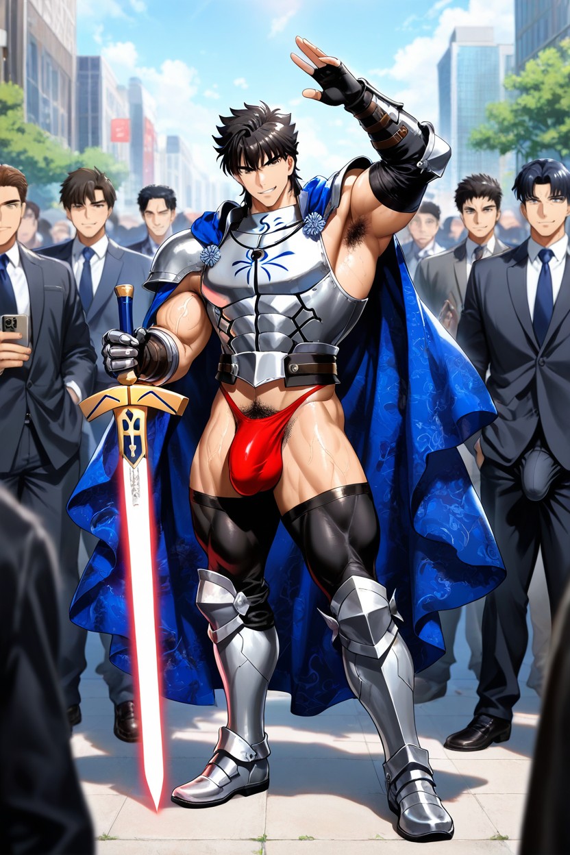 Beaucoup De Gens Autour, Intricate Armor Plating, Armpit Hair Porno IA Gay