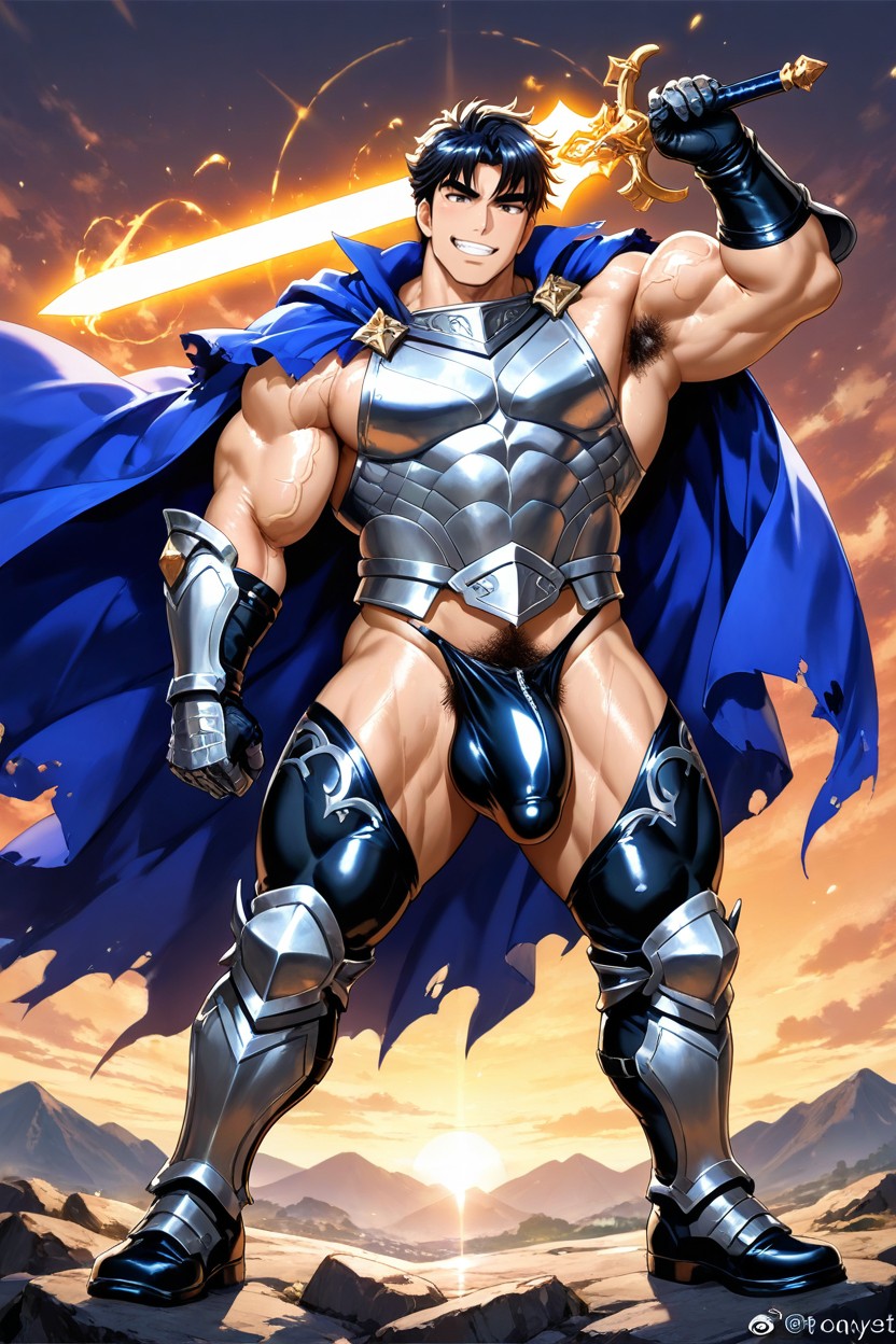 Cinematic Lighting, Indigo Flowing Cloak, Armpit Hair AI Gay Porn