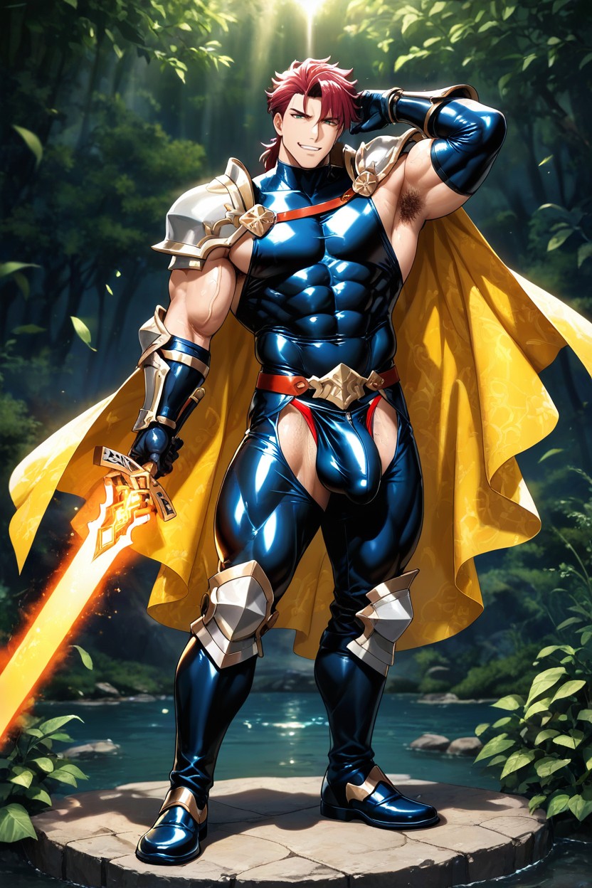 Vêtements Ajustés, Hyper-muscular Ripped Physique, Perfectly Shaved Porno IA Gay
