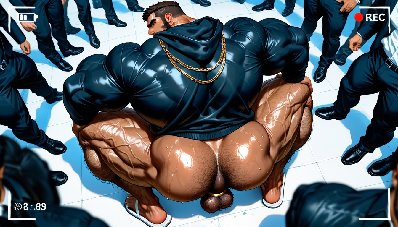 Veiny Legs, Huge Neck, Hyper Muscular Body Pornografia gay com IA