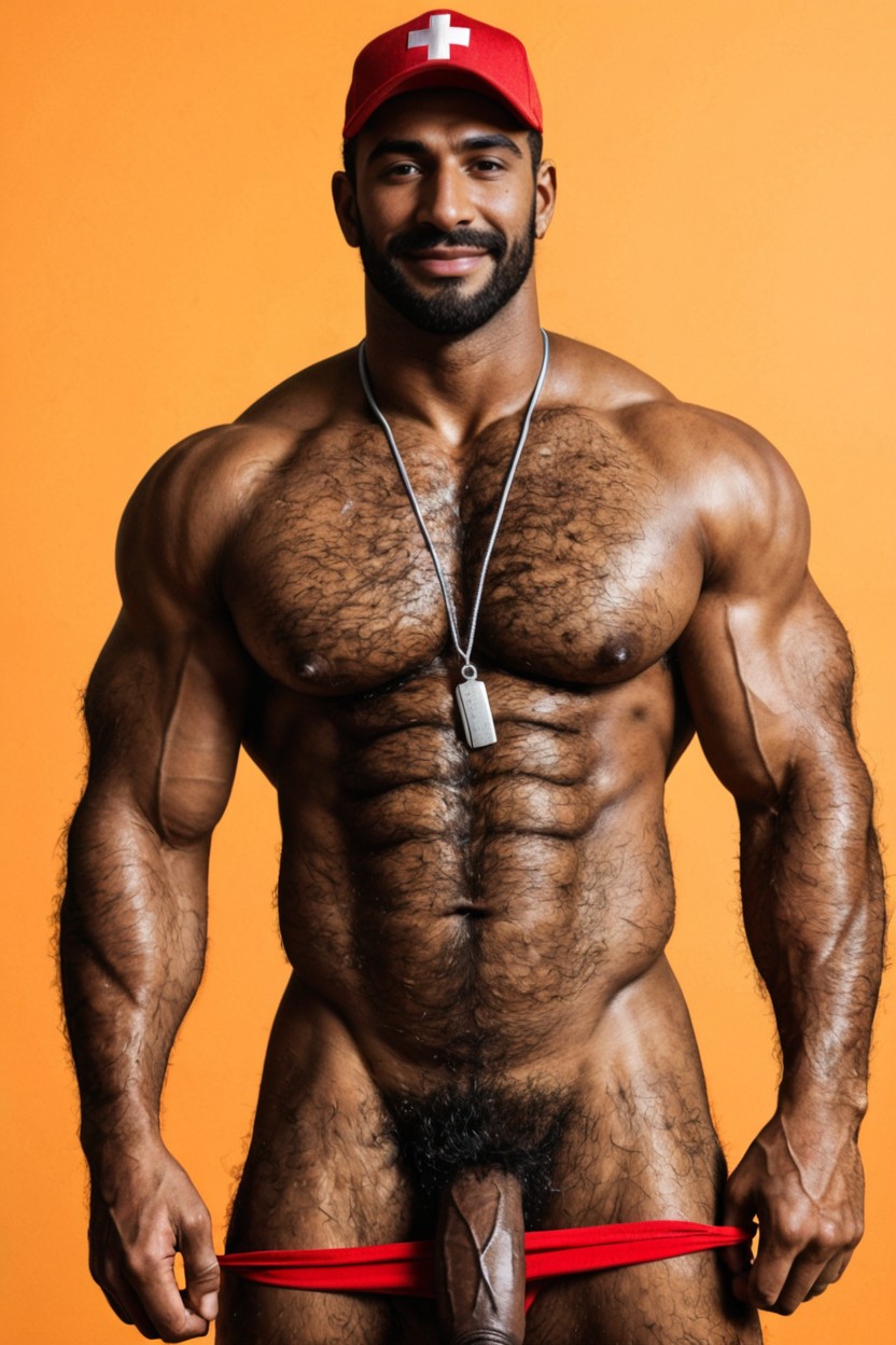 Hairy Thighs, Mustache, Wearing A Red Speedo Porno IA Gay