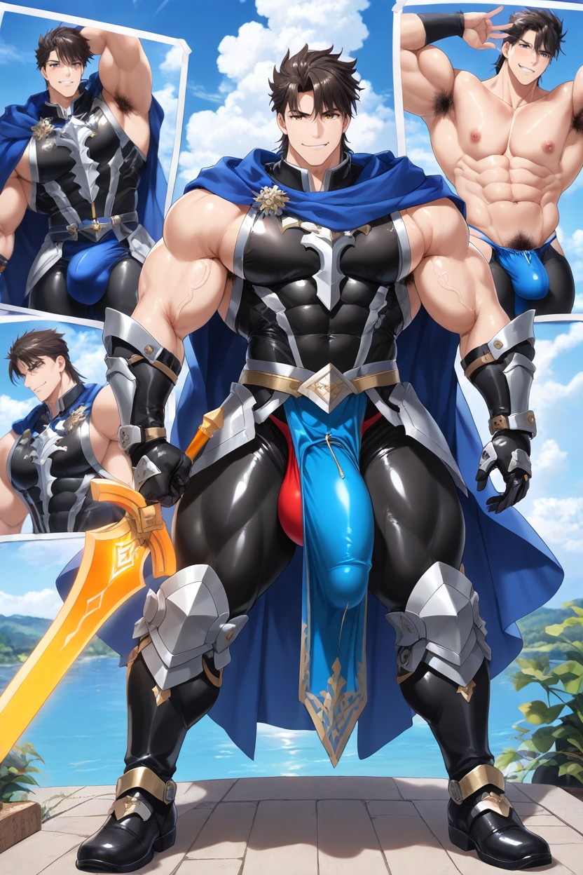 25+, Pubic Hair, A High-fantasy Korean Manhwa Style Illustration Of A Legendary Knight Porno IA Gay
