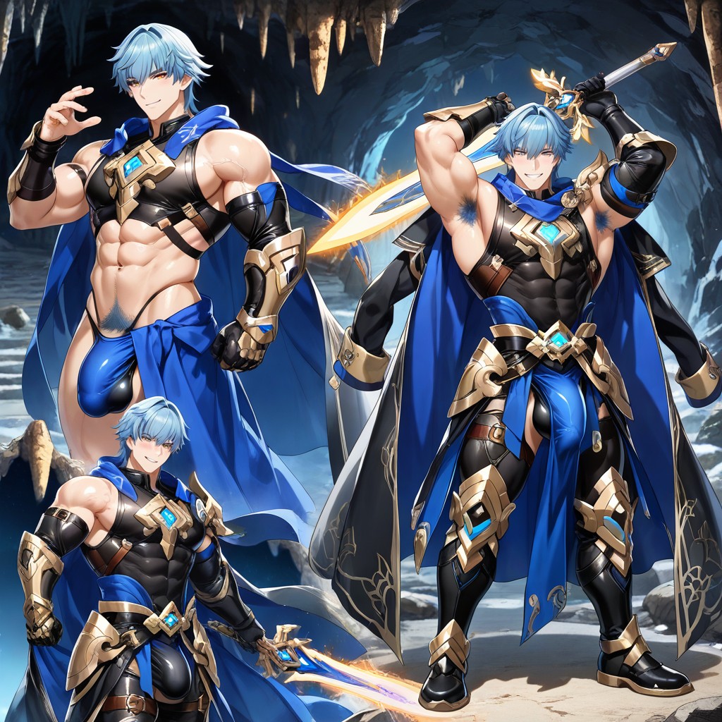 Wide Shoulders, Detailed Knight Leggings, Cul Moyen Porno IA Gay