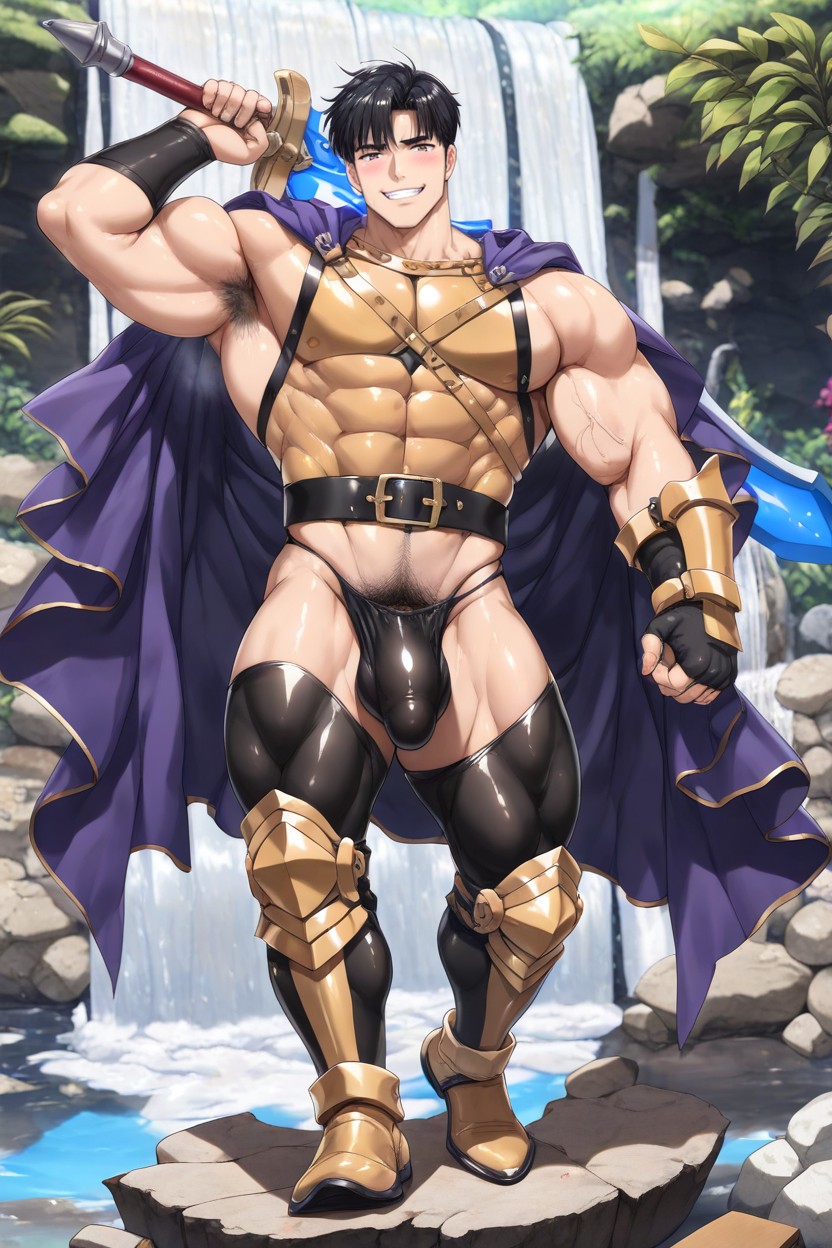 Poils Pubiens, Exposed Black Thong, Wide Shoulders Porno IA Gay