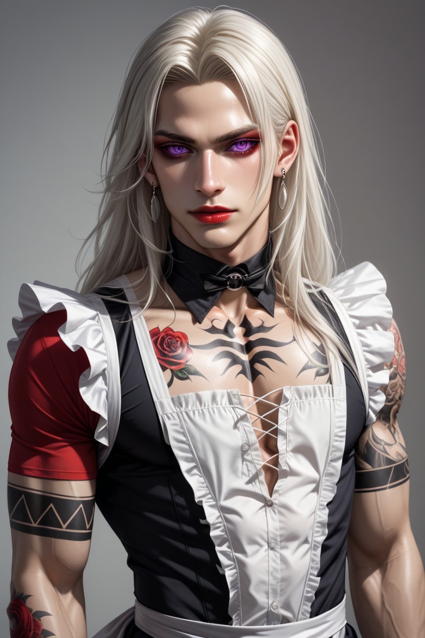 フィット, Multi-colored Tattoos, Neck Tattoo ゲイAIポルノ