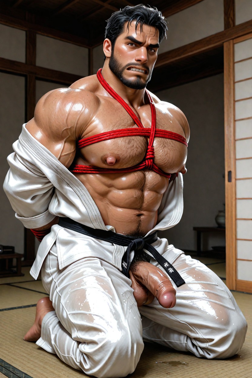 Arms Behind Back, Open Judo Uniform, Perfect Anatomy Porno IA Gay
