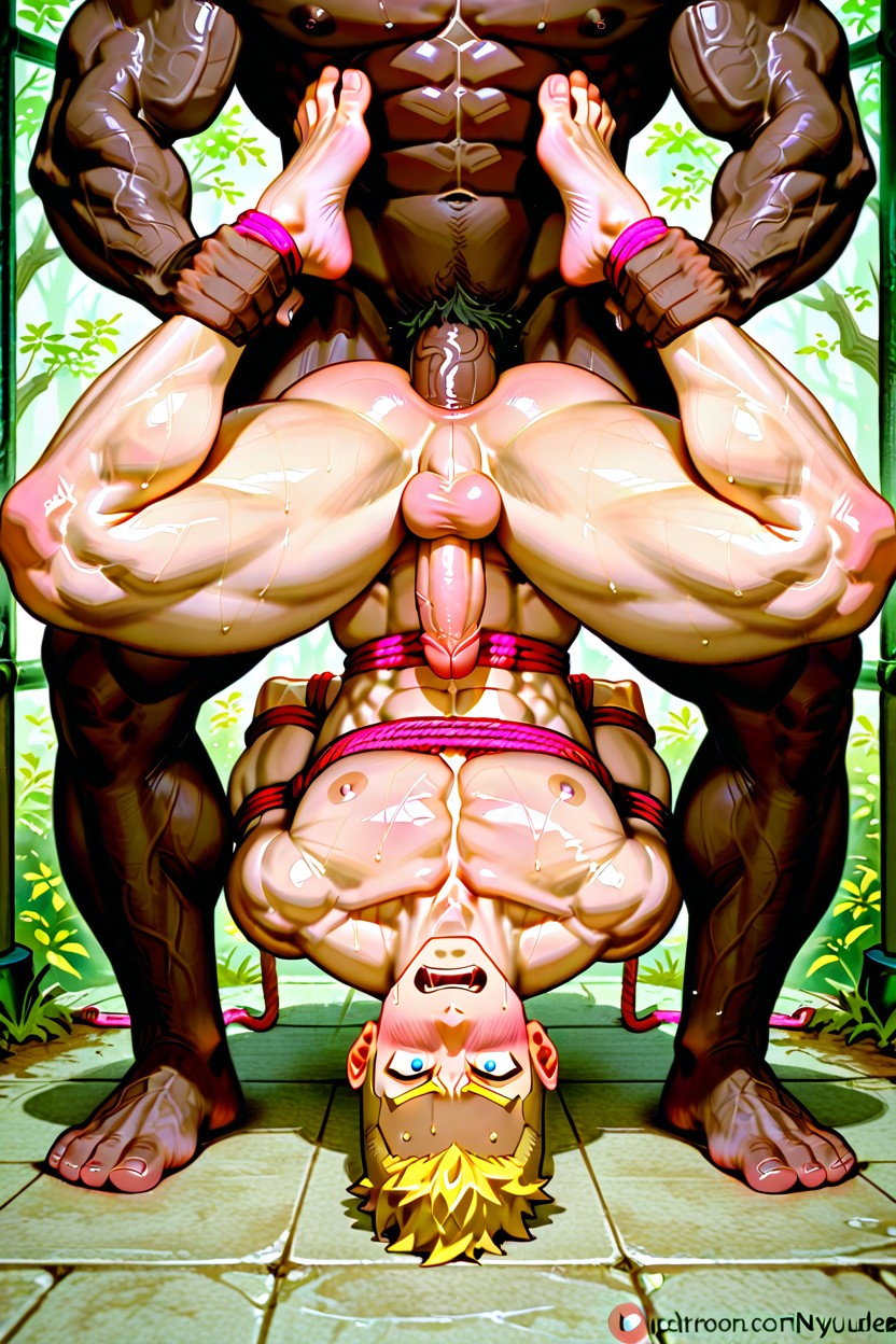 Nyuudels Artstyle +, Toned, Male Blonde Bottom Has Chiseled Six-pack Abs ゲイAIポルノ