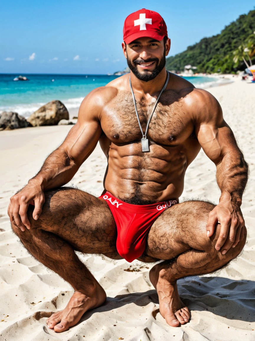 Dark Brown Skin, Extra Long Foreskin, Pulled Down Speedo 게이 AI 포르노