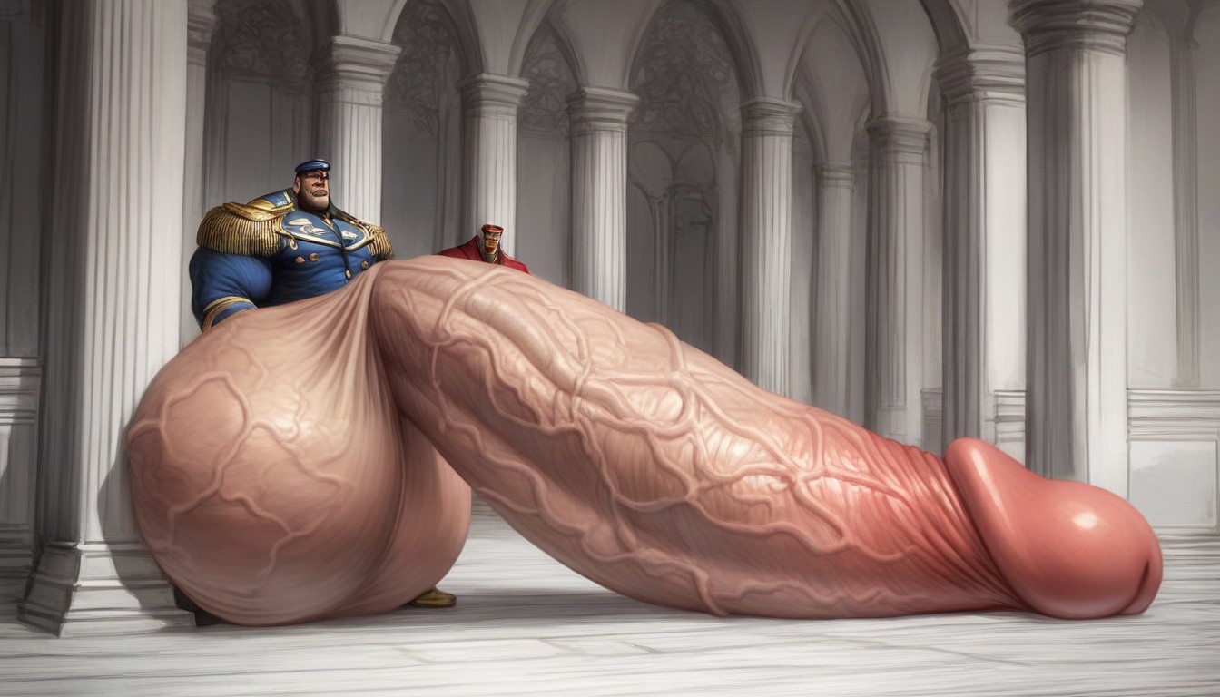 Side View, Hyper Long Veiny Cock, Hyper Gigantic Penis AI Gay Porn