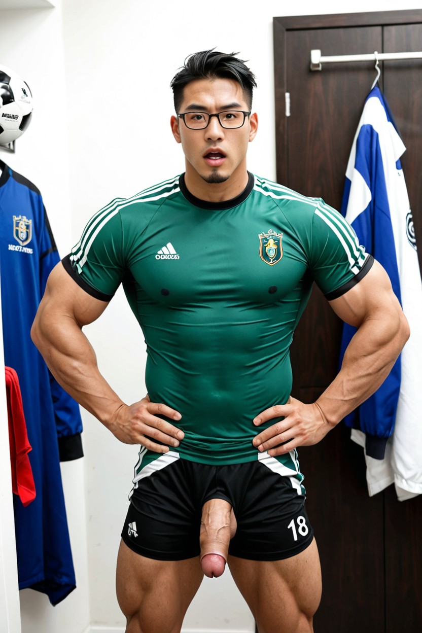 Giga Huge Chinese Muscle Man, Beardless, Huge Oversized Pecs Porno IA Gay