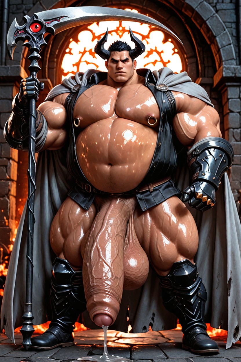 Battle Pose, Silver Cape, Courte Longueur Porno IA Gay