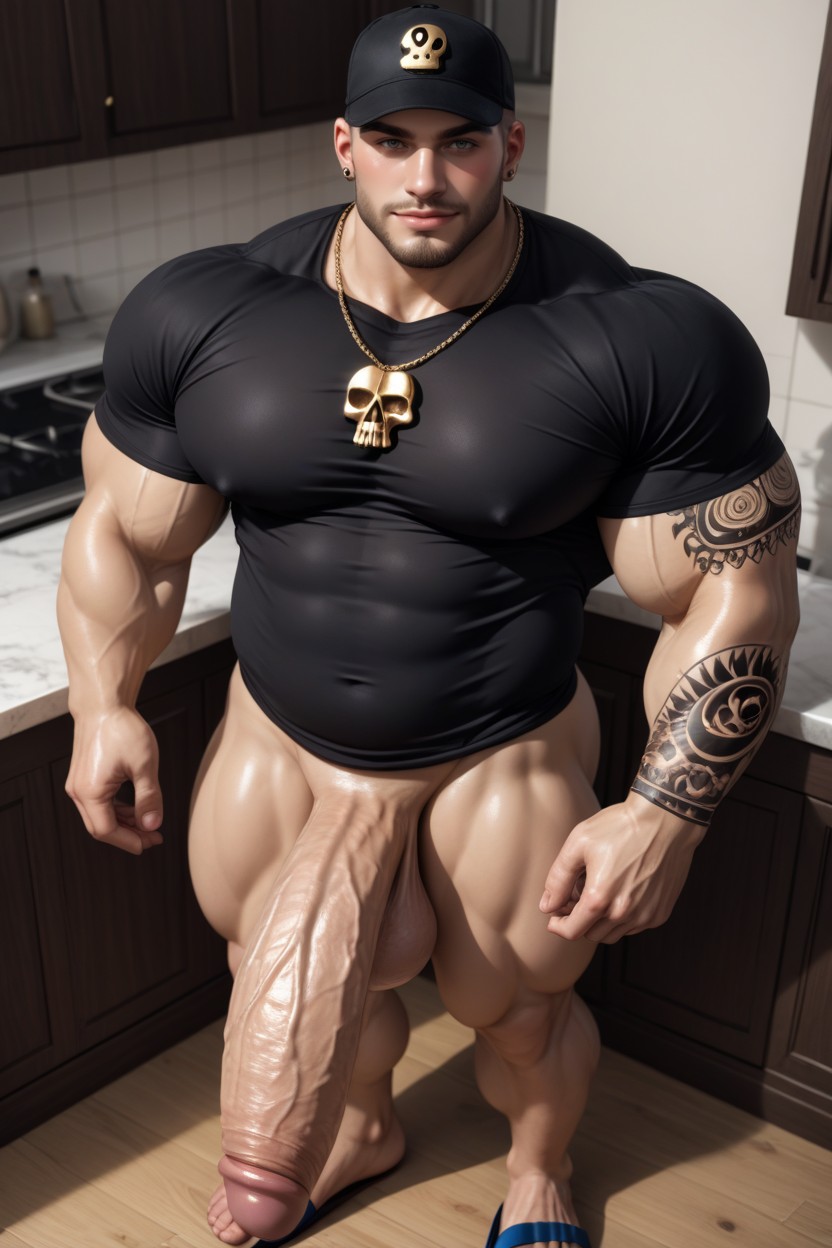 Big Round Pecs, Pale Skin, Big Huge Feet Porno IA Gay