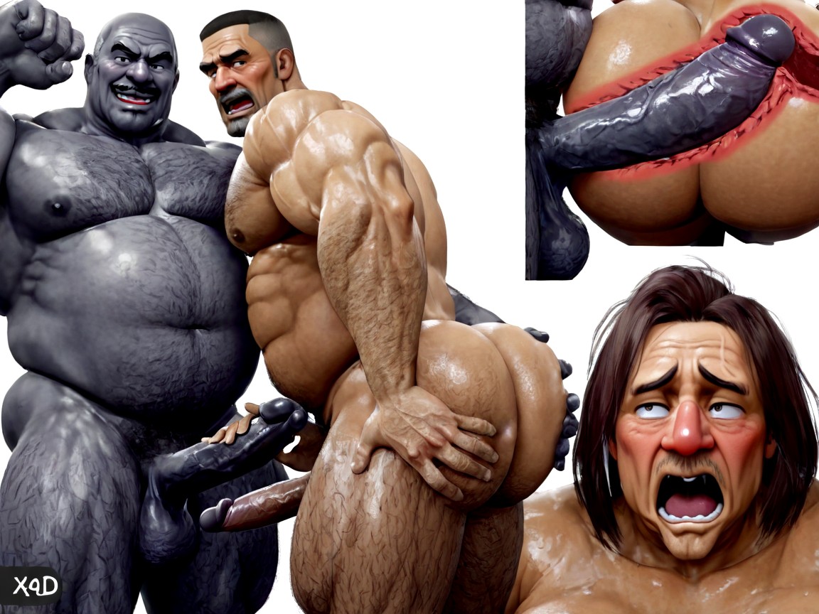 Gaped Ass Hole, 엄청나게 긴 하이퍼 페니스, 헤드샷 게이 AI 포르노
