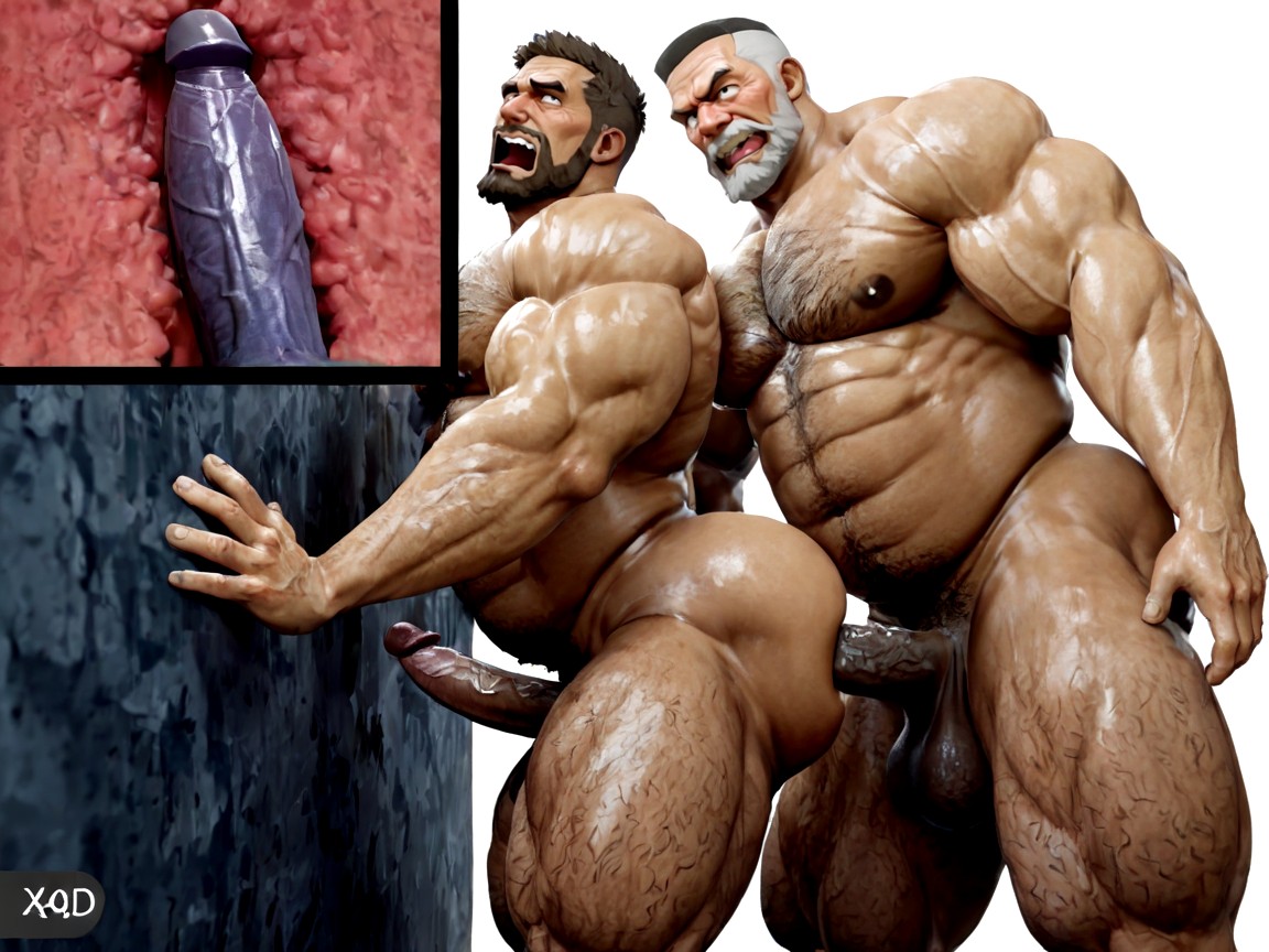 Impossibly Long Hyper Penis, Tan Skin, ヘッドショット ゲイAIポルノ