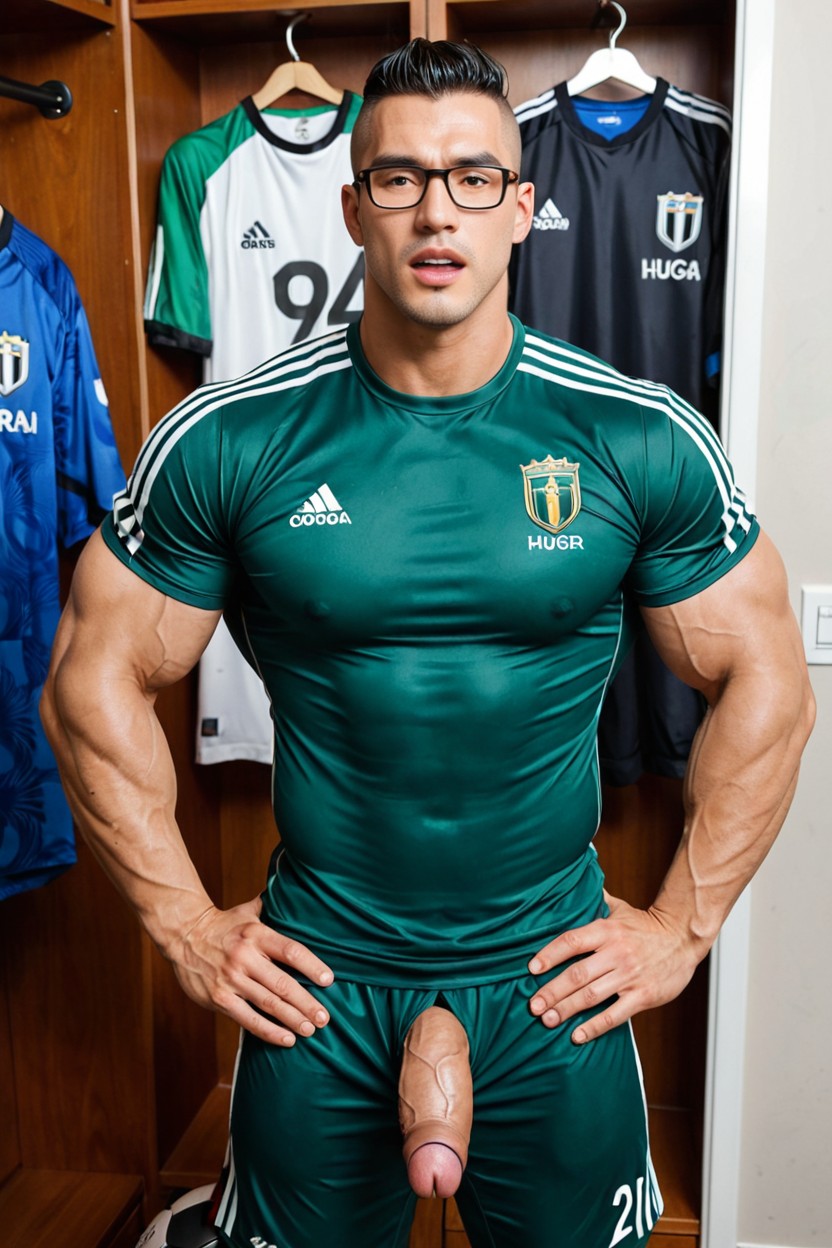 Short Sportif, Vestiaire, Wearing Gray Soccer Sporty Porno IA Gay