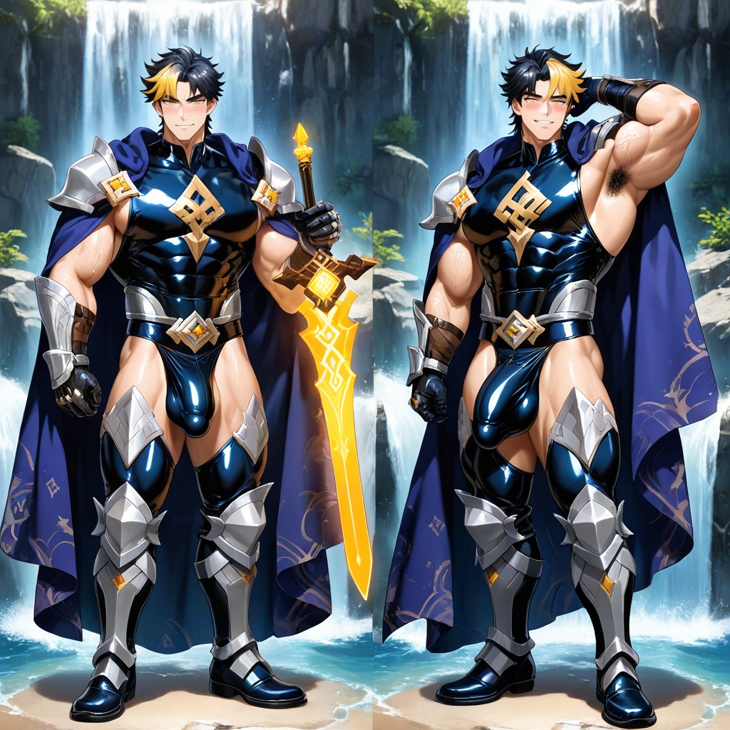Moody Fantasy Background, Intricate Armor Plating, Cheveux Multicolores Porno IA Gay