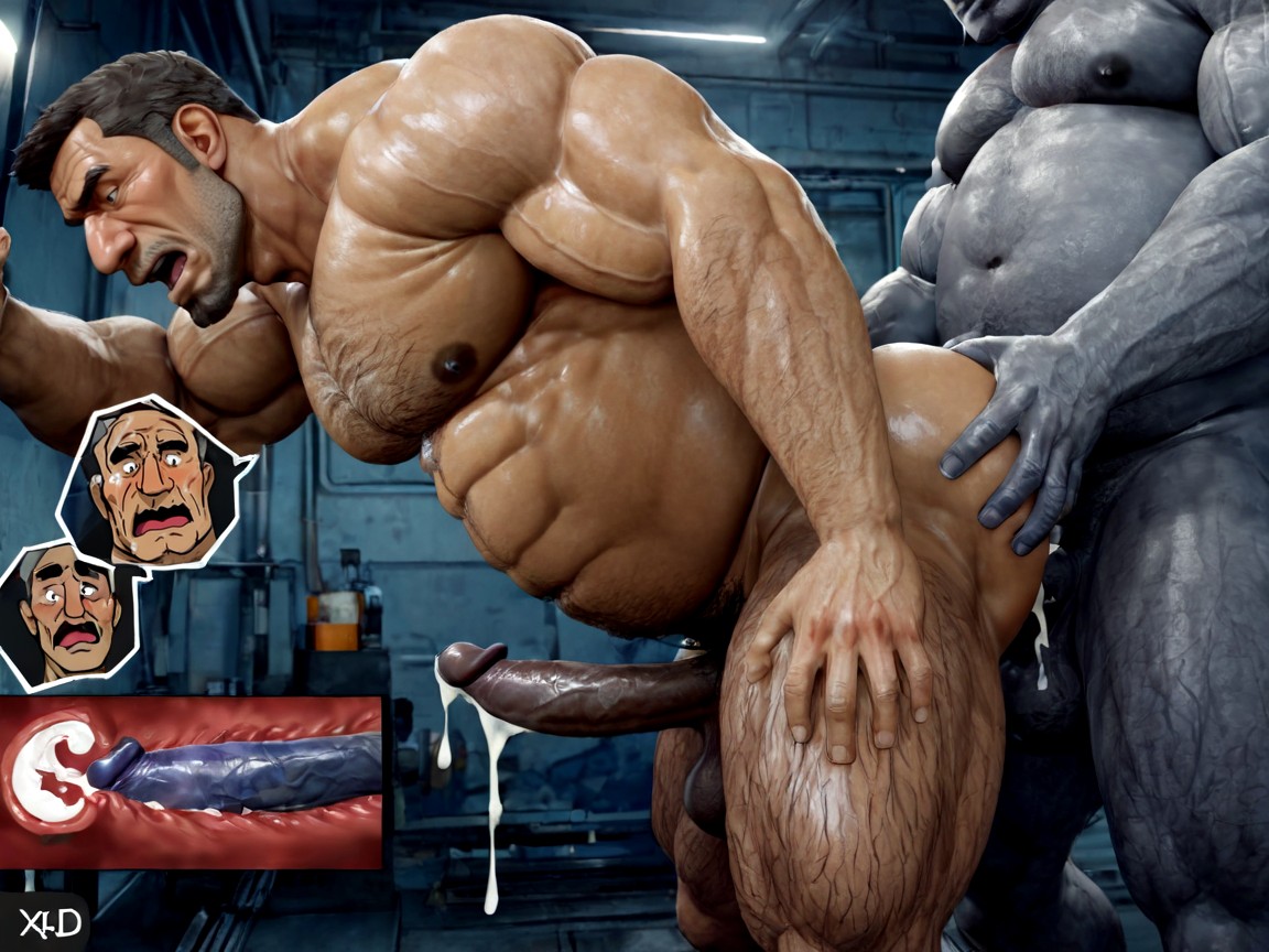 Muscular Males, オーガズム, Sperm Swimming To Egg ゲイAIポルノ