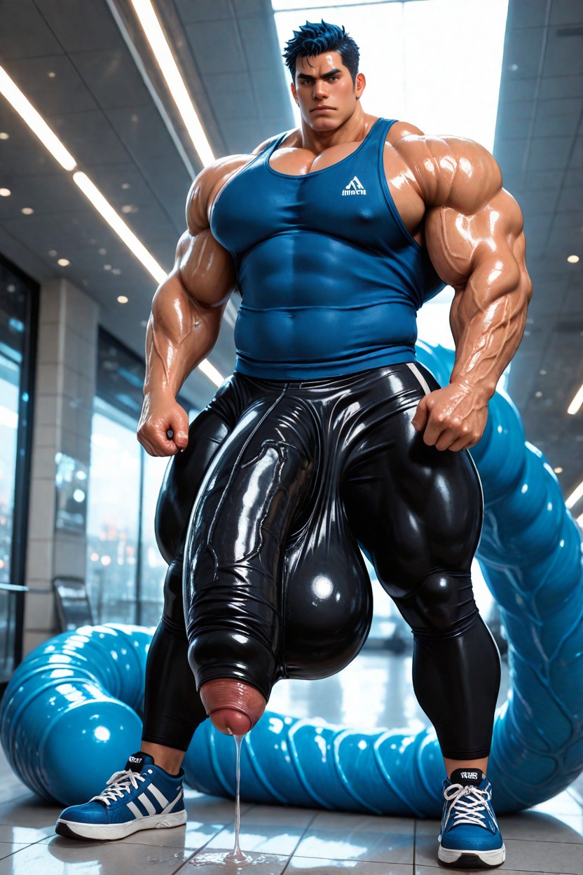 Hyper Muscular Bara Body, Massive Veiny Bulging Testicles, Penis Bulge Porno IA Gay