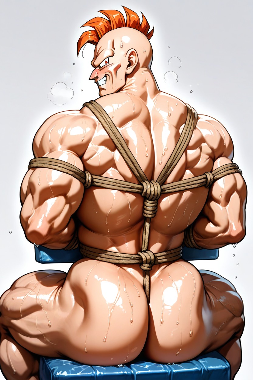 No Hair Behind The Crest, A Compact Red-orange Mohawk Crest, Large Ass ゲイAIポルノ