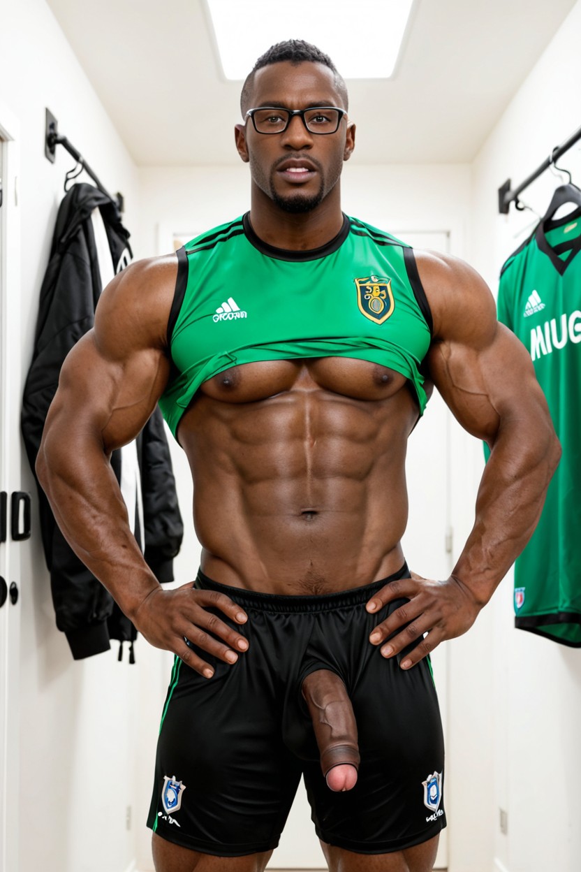 Short Sportif, Hyper Muscular, Wearing Green Soccer Pant Porno IA Gay