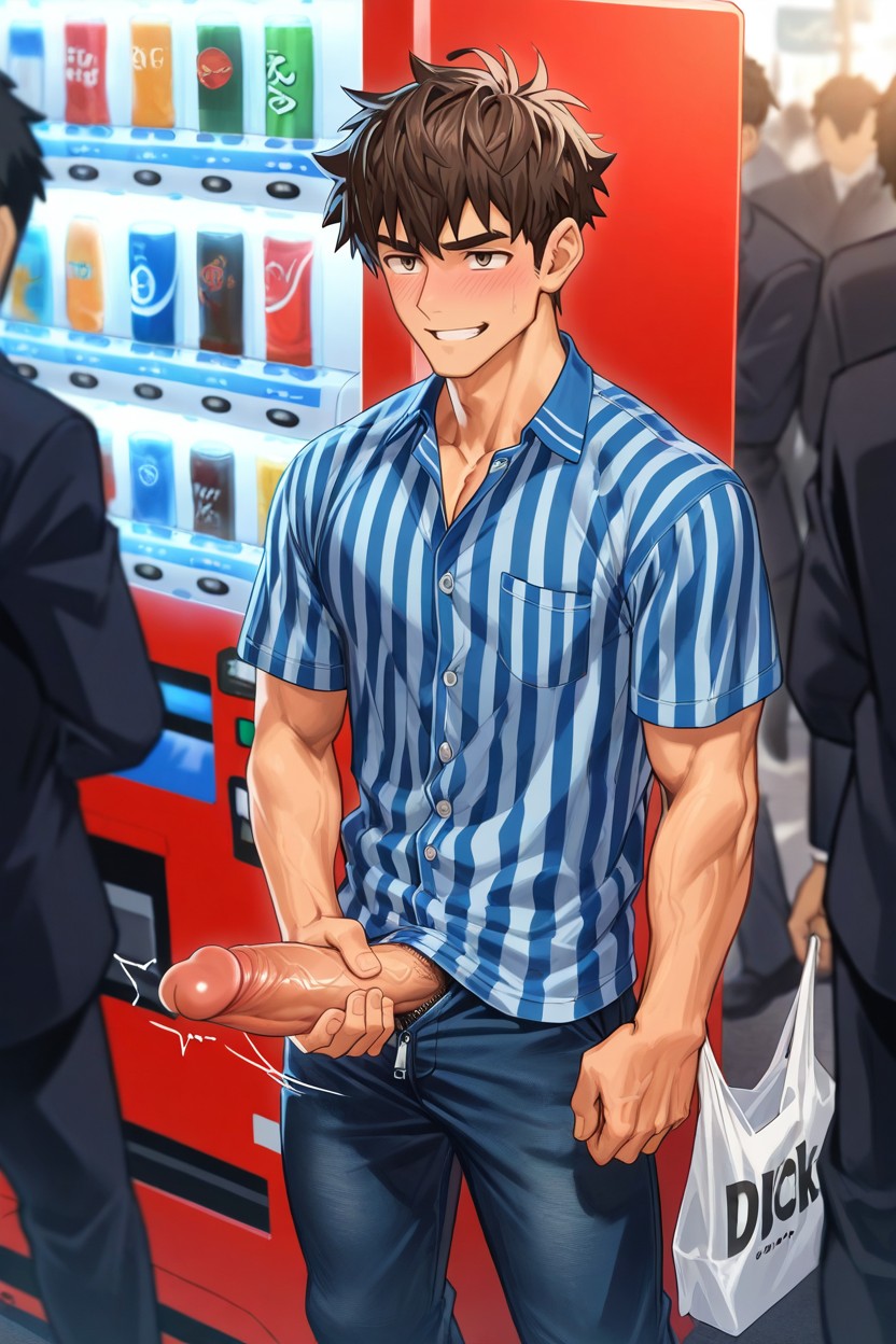 Shirt With Buttons, One Hand Touching Dick, Long Shirt AI同性戀黃片