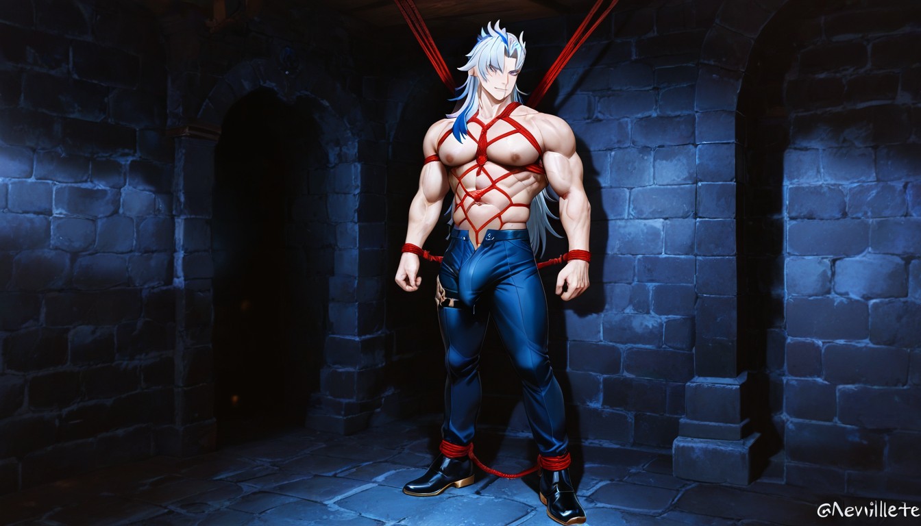 Blade Hands Cuffed Together, Dim Light, Blade From Honkai Star Rail ゲイAIポルノ