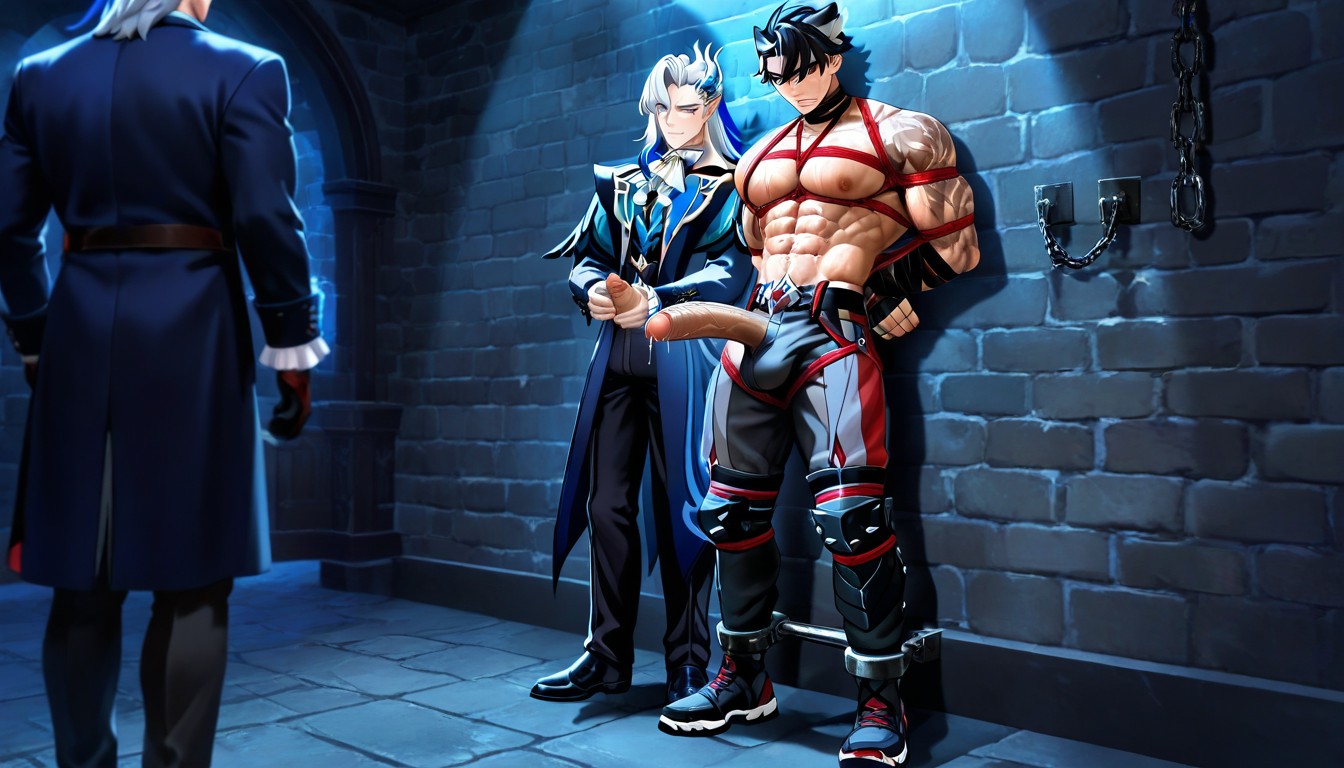 Shibari, Neuvillette Standing Beside Wriothesley, Neuvillette From Genshin Impact Porno IA Gay